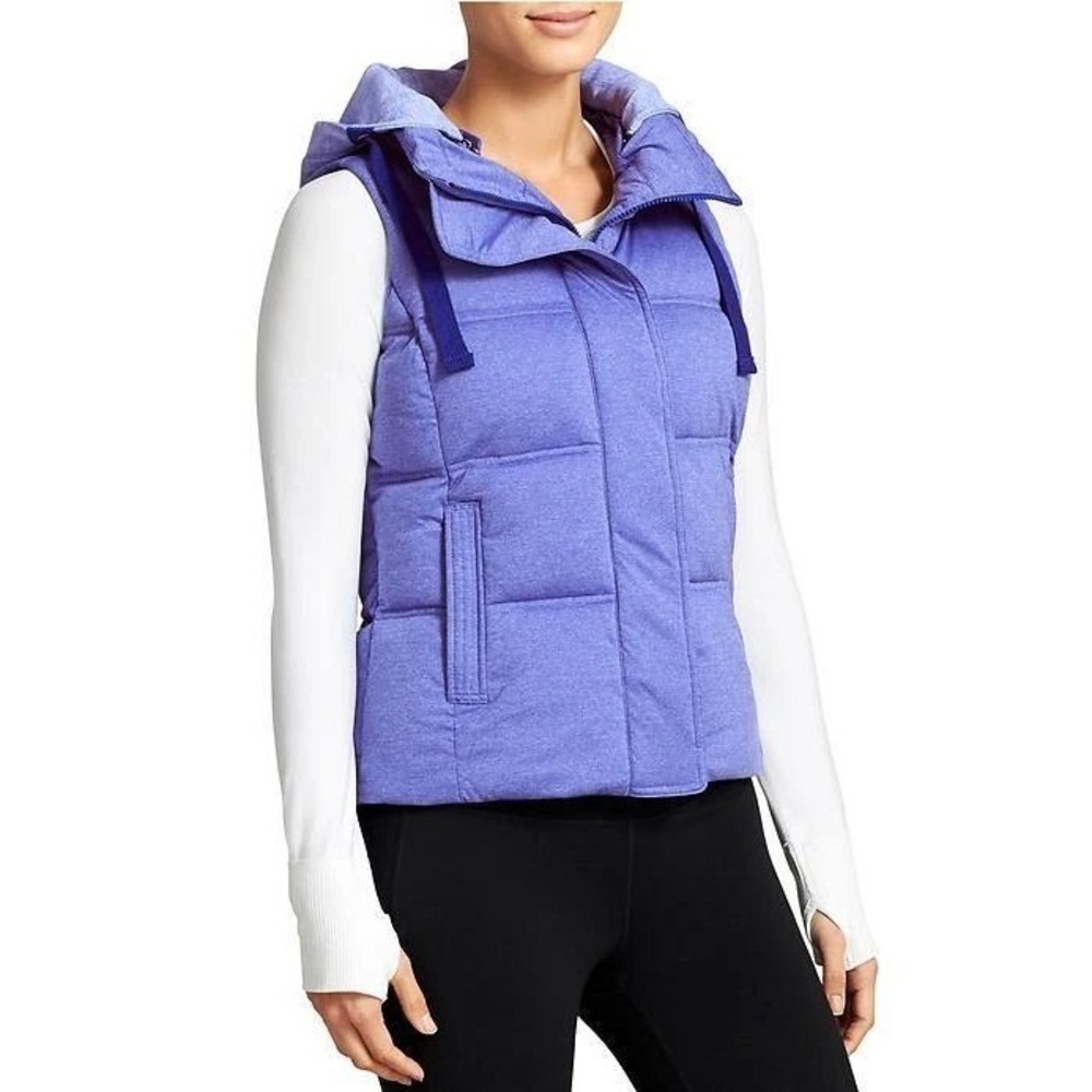 Athleta Seeker Vest Womens Medium Purple Puffer Removable Hood
